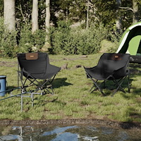 vidaXL Campingstolar med ficka fällbar 2 st svart