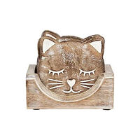 SASS & BELLE Sass & Belle Wooden Carved Cat Coaster - Set of 6 (häftad, eng)