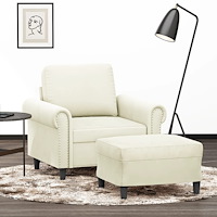 vidaXL Fåtölj med fotpall Gräddvit 60 cm sammet