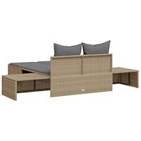 vidaXL Dubbel solsäng med dynor beige konstrotting