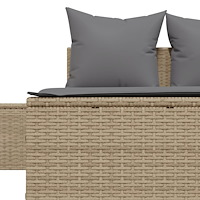vidaXL Dubbel solsäng med dynor beige konstrotting