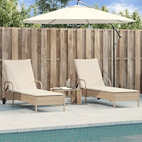vidaXL Solsängar med dynor 2 st beige konstrotting