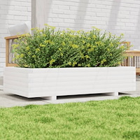 vidaXL Odlingslåda vit 110x60x26,5 cm massiv furu