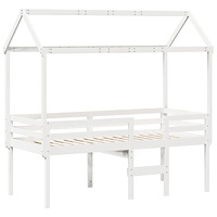 vidaXL Hög säng med tak vit 90x200 cm massiv furu