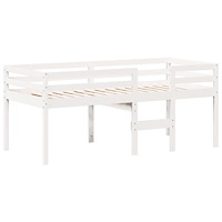 vidaXL Hög säng med tak vit 90x200 cm massiv furu