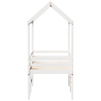 vidaXL Hög säng med tak vit 90x200 cm massiv furu