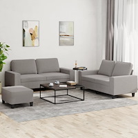 vidaXL Soffgrupp 3 delar taupe tyg