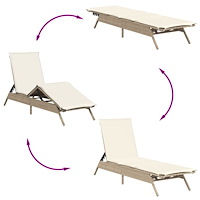 vidaXL Solsängar 2 st med bord beige konstrotting