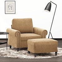 vidaXL Fåtölj med fotpall Brun 60 cm sammet