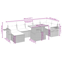 vidaXL Matgrupp för trädgården med dynor 8 delar beige konstrotting