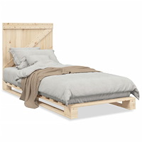 vidaXL Sängram med huvudgavel 90x200 cm massiv furu