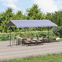 vidaXL Fristående markis blå och vit 500x300 cm tyg och stål