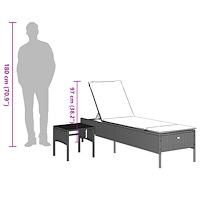 vidaXL Solsäng med bord och dyna ljusgrå konstrotting