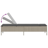 vidaXL Solsäng med bord och dyna ljusgrå konstrotting