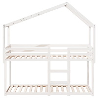 vidaXL Våningssäng med tak vit 80x200 cm massiv furu