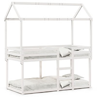 vidaXL Våningssäng med tak vit 75x190 cm massiv furu