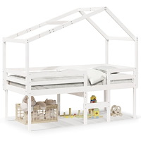 vidaXL Hög säng med tak vit 80x200 cm massiv furu
