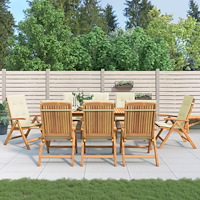 vidaXL Justerbara trädgårdsstolar med dynor 8 st massiv teak