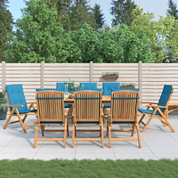 vidaXL Justerbara trädgårdsstolar med dynor 8 st massiv teak