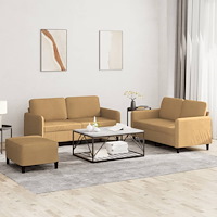 vidaXL Soffgrupp 3 delar brun sammet