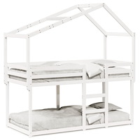 vidaXL Våningssäng med tak vit 90x190 cm massiv furu