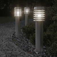 vidaXL Utomhusgolvlampa med eluttag silver 60 cm rostfritt stål