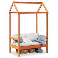 vidaXL Bänk med tak vaxbrun 117,5x70x176,5 cm massiv furu
