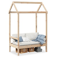 vidaXL Bänk med tak 117,5x70x176,5 cm massiv furu