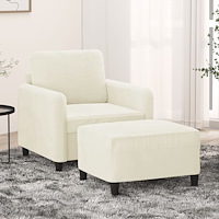 vidaXL Fåtölj med fotpall Gräddvit 60 cm sammet