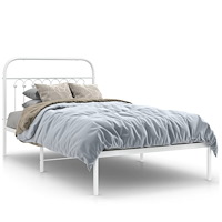 vidaXL Sängram med huvudgavel metall vit 100x200 cm