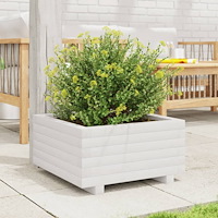 vidaXL Odlingslåda vit 50x50x26,5 cm massiv furu