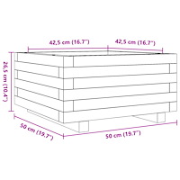 vidaXL Odlingslåda vit 50x50x26,5 cm massiv furu