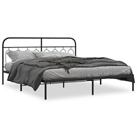 vidaXL Sängram med huvudgavel metall svart 180x200 cm