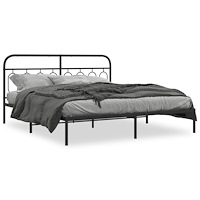 vidaXL Sängram med huvudgavel metall svart 193x203 cm