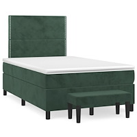 vidaXL Ramsäng med madrass mörkgrön 120x190 cm sammet