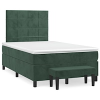 vidaXL Ramsäng med madrass mörkgrön 120x190 cm sammet