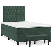 vidaXL Ramsäng med madrass mörkgrön 120x190 cm sammet