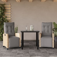 vidaXL Matgrupp för trädgården med dynor 3 delar mixbeige konstrotting