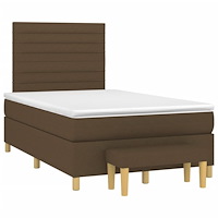 vidaXL Ramsäng med madrass mörkbrun 120x190 cm tyg