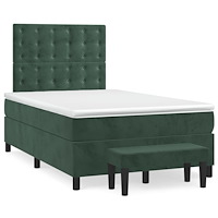 vidaXL Ramsäng med madrass mörkgrön 120x190 cm sammet