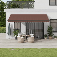 vidaXL Manuell markis med solcellsdriven LED-belysning 5 x 3,5 m Brun