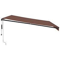 vidaXL Markis automatiskt infällbar med LEDs brun 450x300 cm