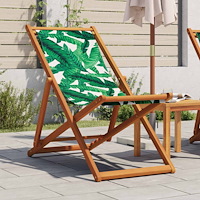 vidaXL Hopfällbar strandstol bladmönste massivt eukalyptusträ och tyg