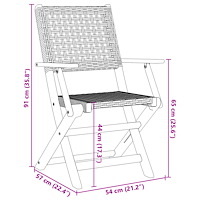 vidaXL Caféset 3 delar beige konstrotting och massivt trä