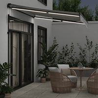 vidaXL Markis automatiskt infällbar med LEDs antracit&vit 300x250 cm