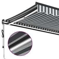vidaXL Markis automatiskt infällbar med LEDs antracit&vit 300x250 cm