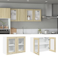 vidaXL Väggskåp med glasdörrar “Lyon” sonoma-ek 80x31x60 cm spånskiva