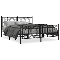 vidaXL Sängram utan madrass med fotgavel metall svart 160x200 cm