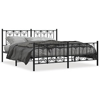 vidaXL Sängram utan madrass med fotgavel metall svart 180x200 cm