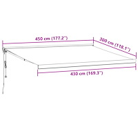 vidaXL Markis automatiskt infällbar 450x300 cm brun